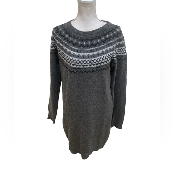 NWT Charlie Paige gray crew neck Nordic sweater dress/tunic ribbed hems medium - Picture 2 of 11